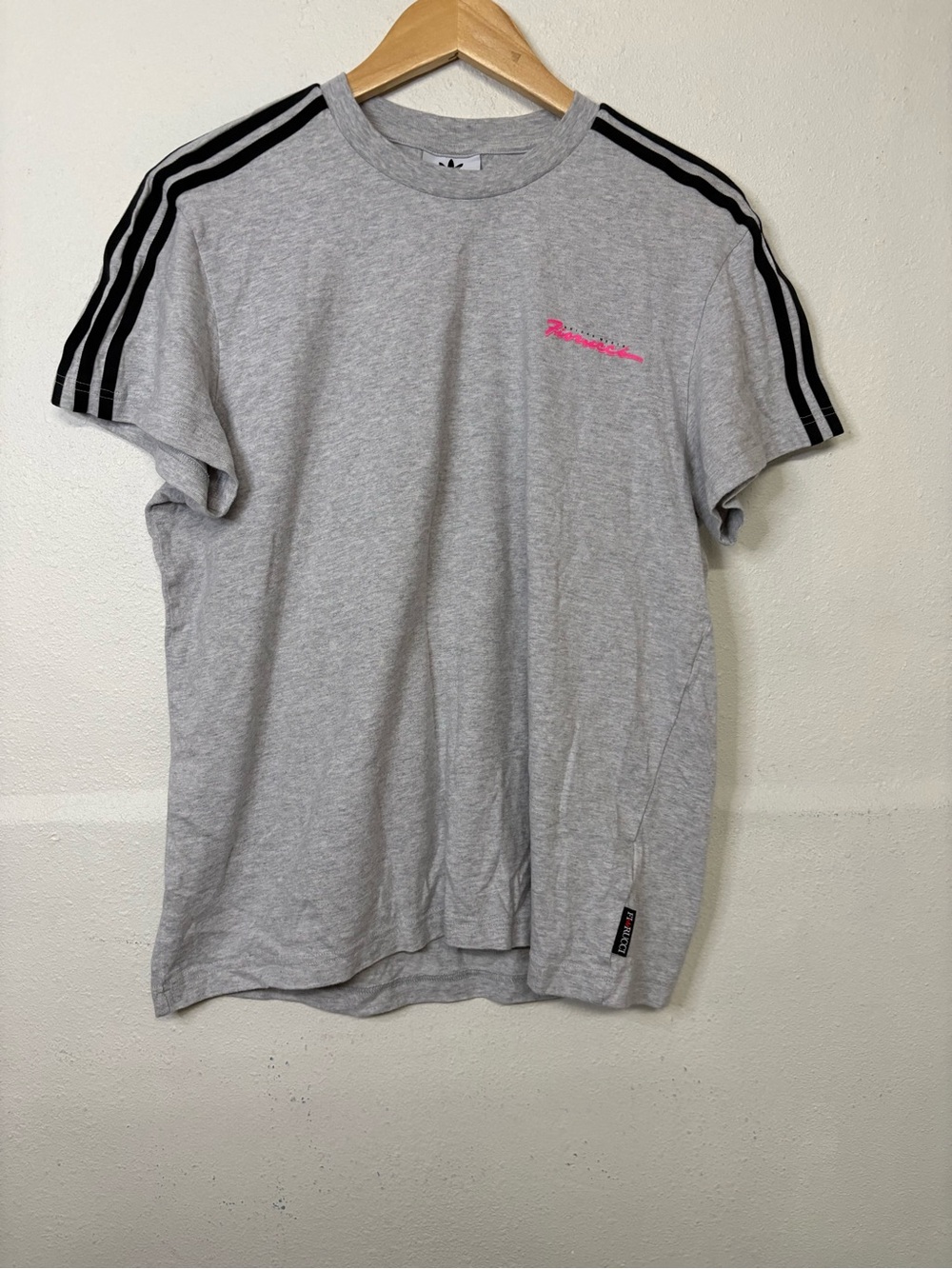 ADIDAS x FIRUCCI Grey Casual Tee with Black Shoulder Stripes